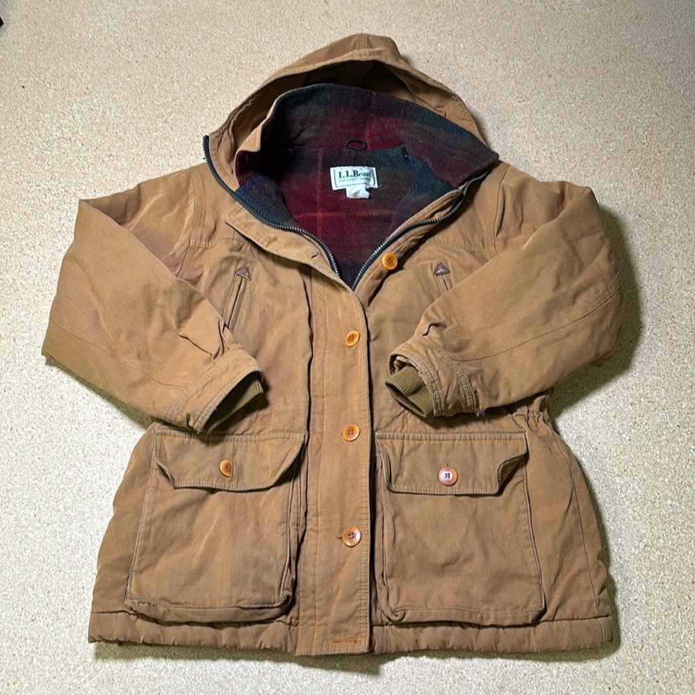 VTG LL Bean Field Coat Canvas Wool Lined